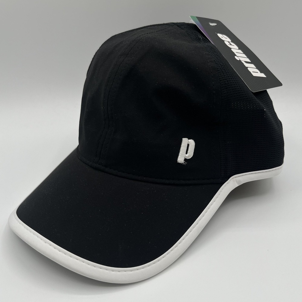 Prince Hat Cap Ponytail Opening Strap Back Black Mesh Tennis Womens One Size NEW
